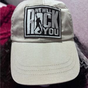 Head Shots Brand Beige 'We Will Rock You' Patch Baseball Cap